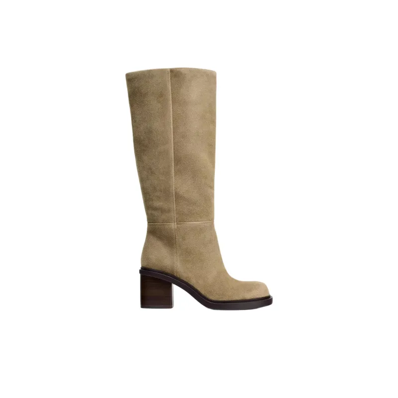 ZARA New Year Knee-high Boots 7cm Women's Taupe-1