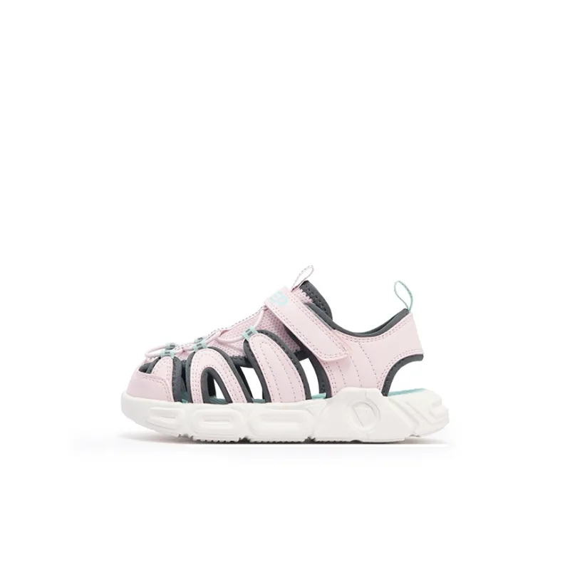 XTEP Slip Resistant Breathable Low Top Children's Sandals Light Cherry Blossom Pink Charcoal Gray Kids'-0