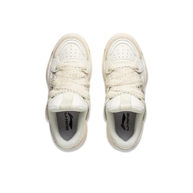 LiNing Expedition 3 Cushioning Anti-Slip And Wear-Resistant Height Increasing Low-Top Casual Shoes Women's White Beige-3