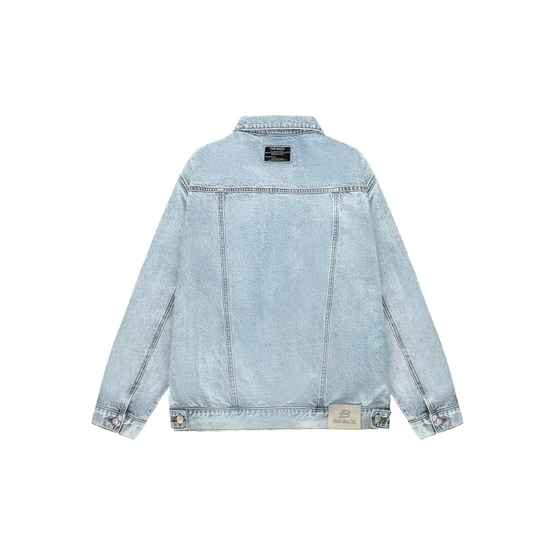 FAR BACK Denim Jacket Unisex Washed Blue-1
