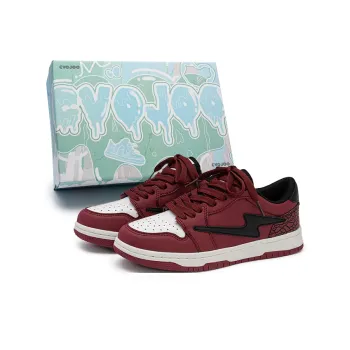 CVOJOO Slip Resistant Low Top Skateboard Shoes For Kids Unisex Burgundy