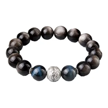 Moonstone Edge Obsidian Bracelets Men's