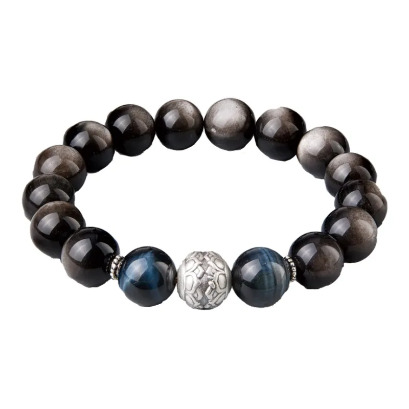 Moonstone Edge Obsidian Bracelets Men's-0
