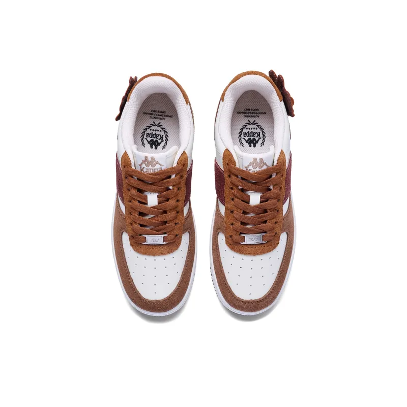 Kappa Anti Slip Wear Resistant Low Top Skateboard Shoes Women's White Brown-4