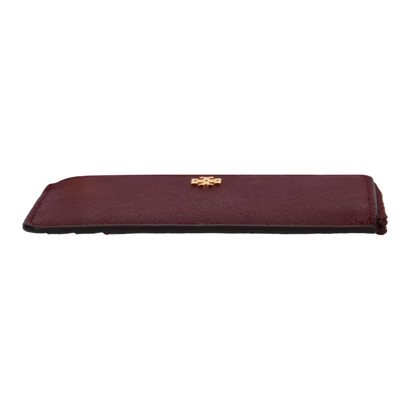 TORY BURCH Emerson Leather Card Holder, Wallet Trumpets Women's Burgundy-3