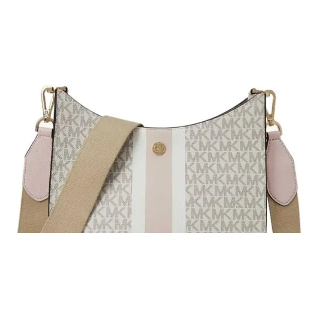MICHAEL KORS Briley Canvas Shoulder Bag Crossbody Bag Women's Vanilla White Pink Multicolor-1