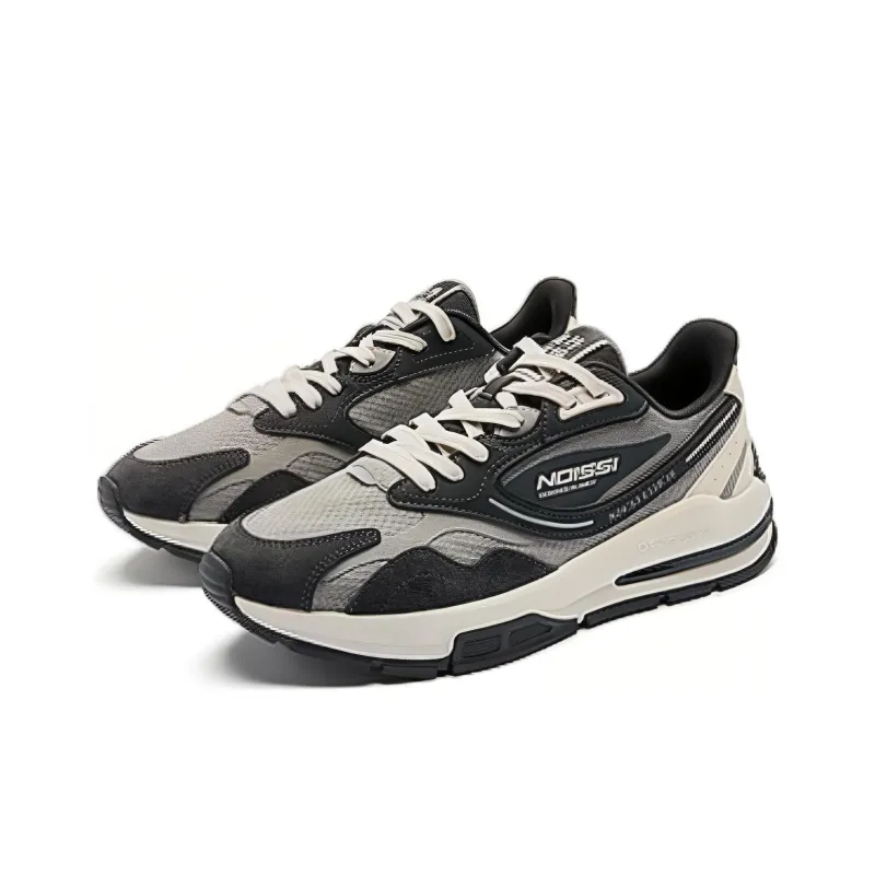 QIAODAN Vertical And Horizontal V Cushioning Wear Resistant Low Top Casual Shoes Men's Black Gray-3