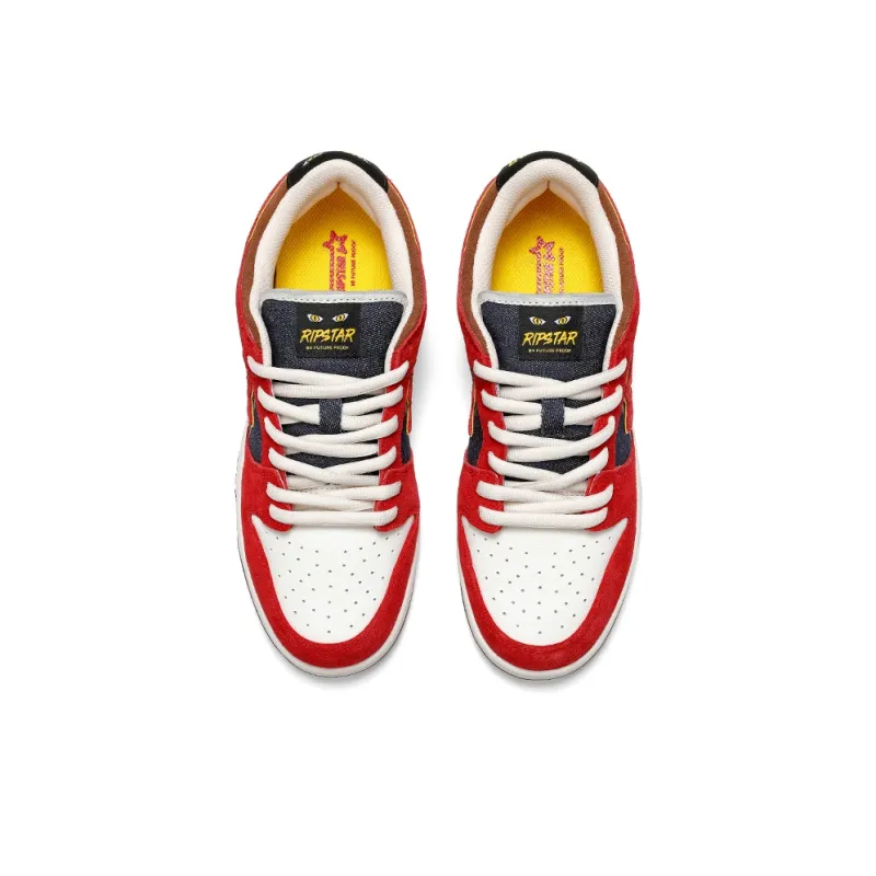 RIPSTAR Cushioning, Slip Resistant, And Abrasion Resistant Low Top Skateboard Shoes Unisex Red-4