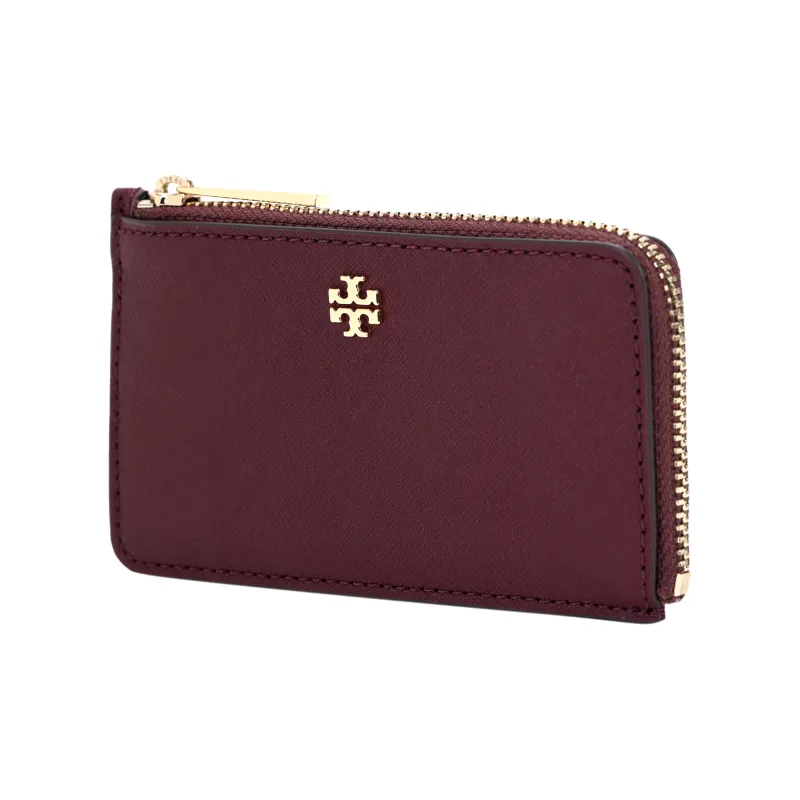 TORY BURCH Emerson Leather Card Holder, Wallet Trumpets Women's Burgundy-1