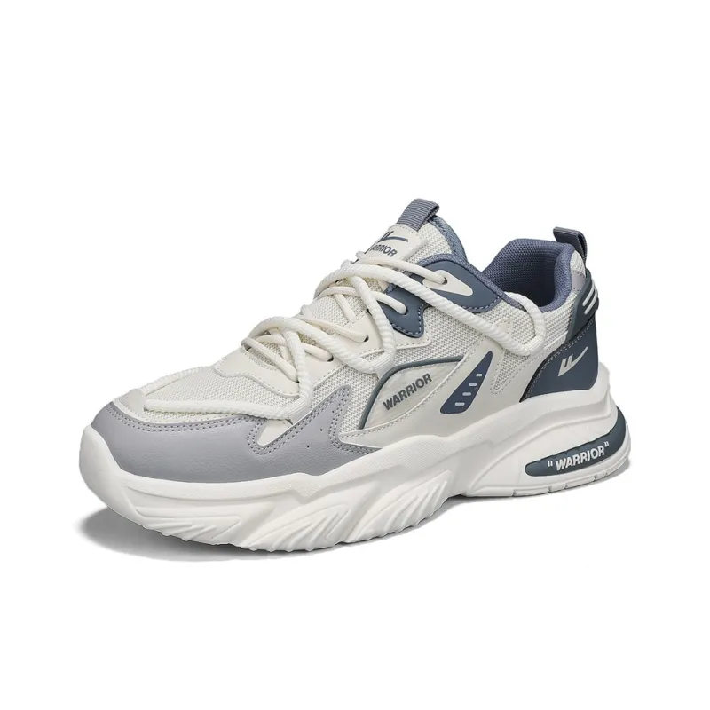 Warrior Durable Breathable Lightweight Low-Top Chunky Sneakers Men's Beige Red Blue-9