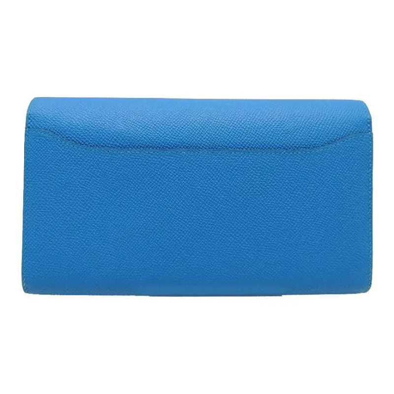 HERMES Constance Evercolor Cow Leather KangKang Wallet Women's T7 Bleu Hydra Mermaid Blue-2