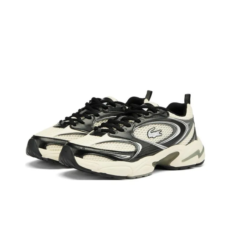 LACOSTE Wear Resistant Low Top Casual Shoes Women's Beige Black-2