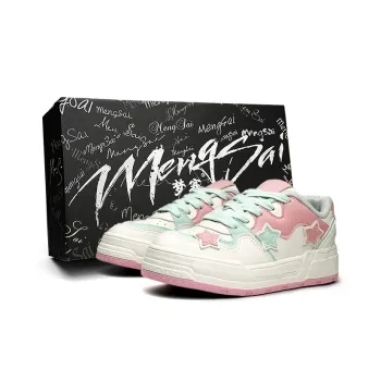Mengsai Balanced And Non slip Low Top Skateboard Shoes Women's Beige Pink Green
