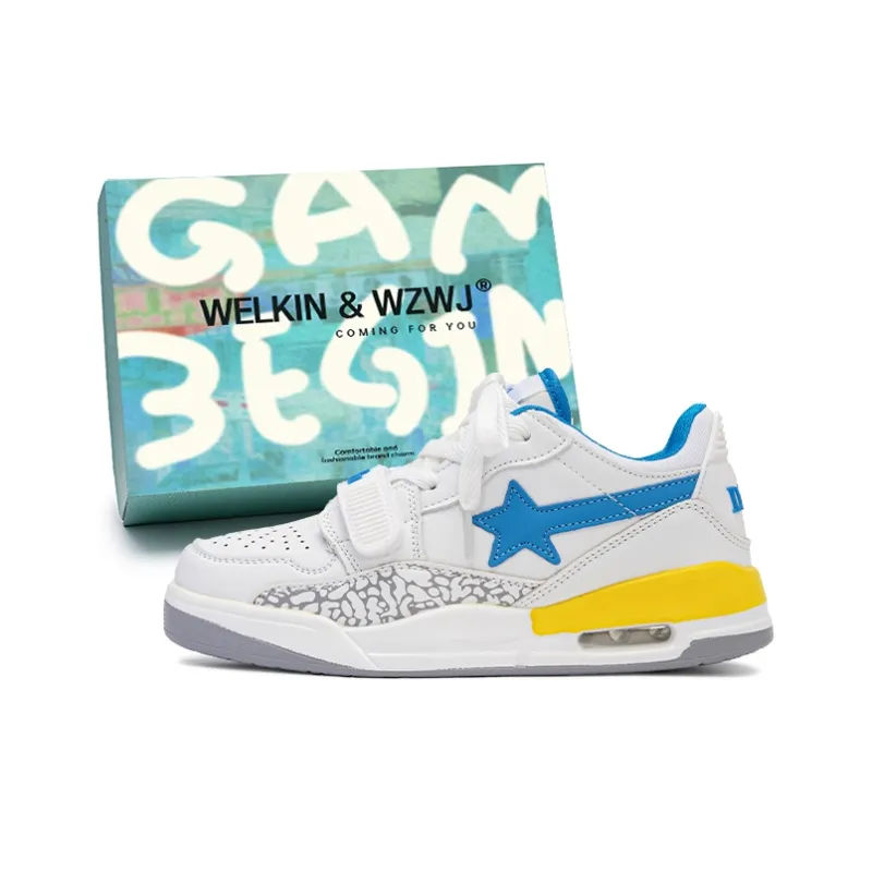 WELKIN&WZWJ Gift Box Set Slip Resistant Low Top Skateboard Shoes Unisex Lunar Yellow-0