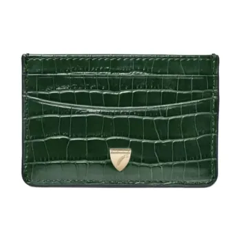 Aspinal Of London Full Grain Leather Card Holder Small Size Women's Green