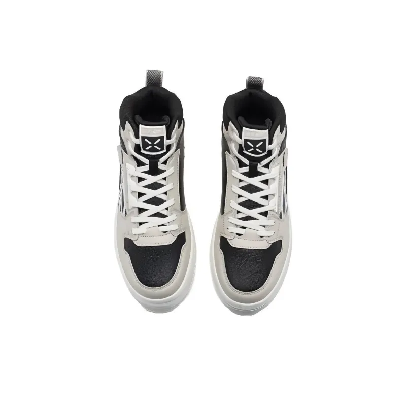 XTEP Anti Slip Wear Resistant High Top Skateboard Shoes Women's Black Gray Color-2