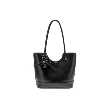 JOSINY Synthetic Leather Tote Bag, Shopping Bag, Shoulder Bag Large Size Women's Black/Burgundy