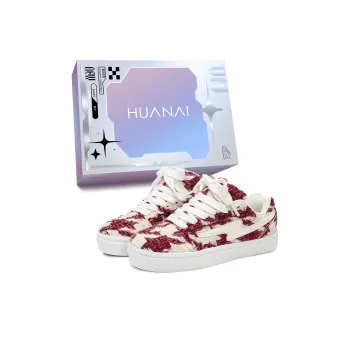 HUANAI Wear resistant And Lightweight Low Top Skateboard Shoes Unisex Houndstooth Red