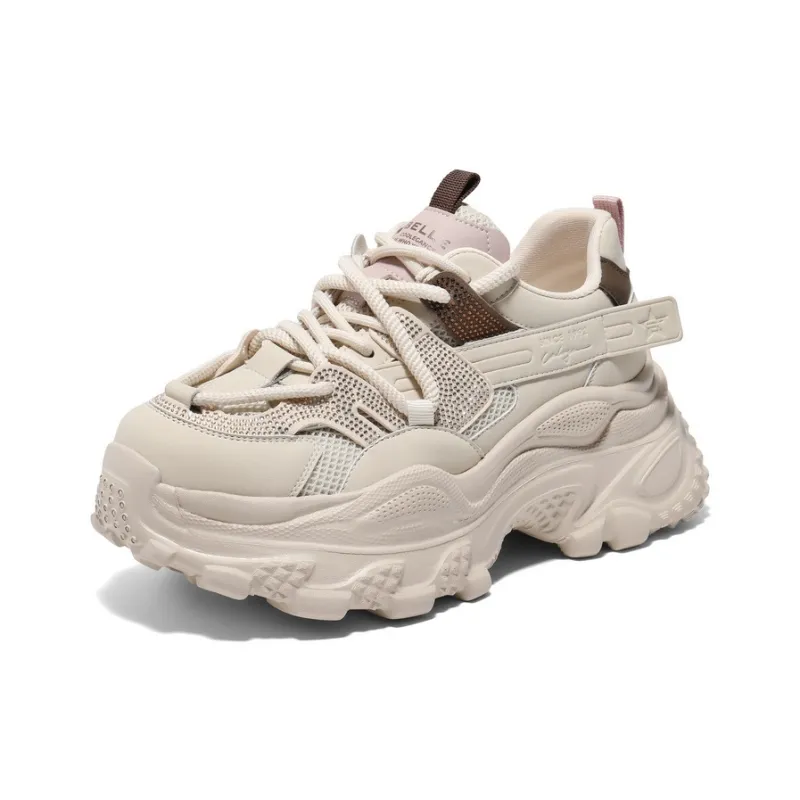 BELLE Height Increasing Coverage Low-Top Chunky Sneakers Women's Apricot-1