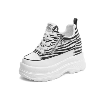Shangjinni Low Top Casual Shoes Women's Zebra Print