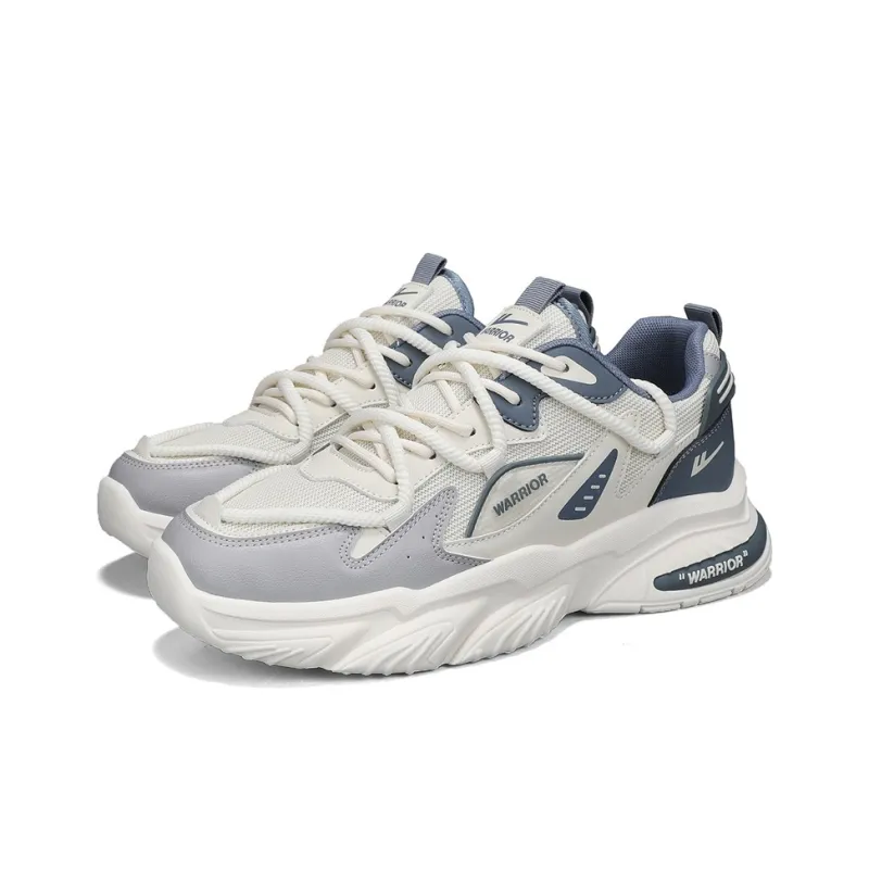 Warrior Durable Breathable Lightweight Low-Top Chunky Sneakers Men's Beige Red Blue-10
