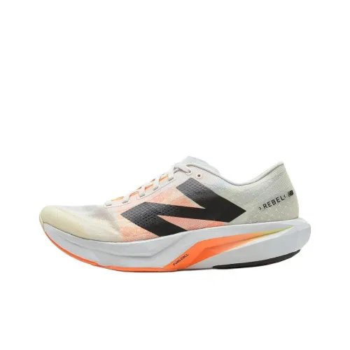 New Balance Rebel V4 Anti Slip Wear Resistant Low Top Running Shoes Women's Beige White Black Loose Fit