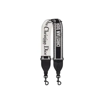 DIOR Embroidered With Calfskin Bag Straps Women's Ultra Matte Black