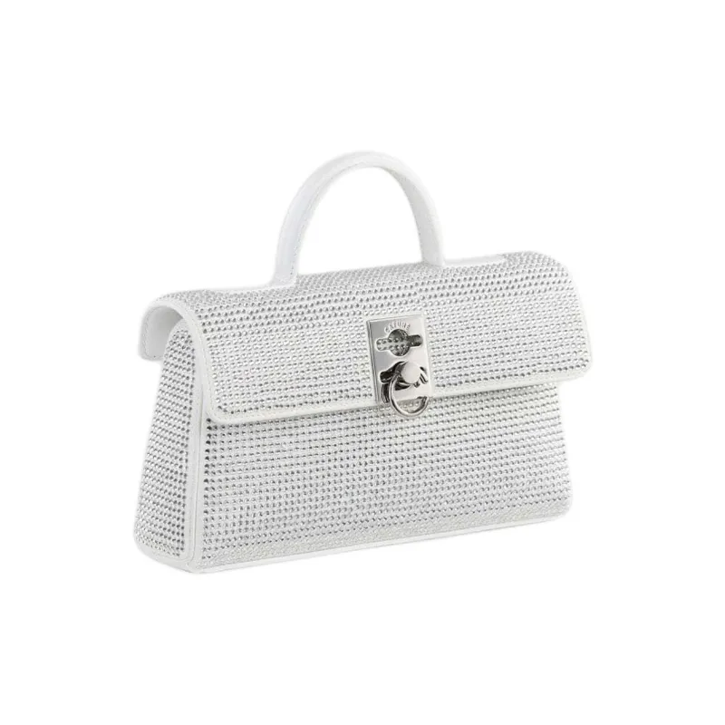 CAFUNE Cow Leather Trim Shoulder Bag Crossbody Bag Handbag Women's White-0