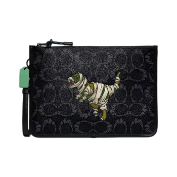 COACH Michael B. Jordan Charter Cow Leather Clutch Tubas Men's Black