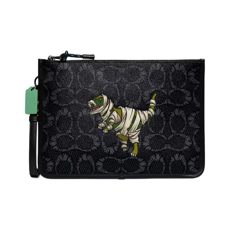 COACH Michael B. Jordan Charter Cow Leather Clutch Tubas Men's Black-0