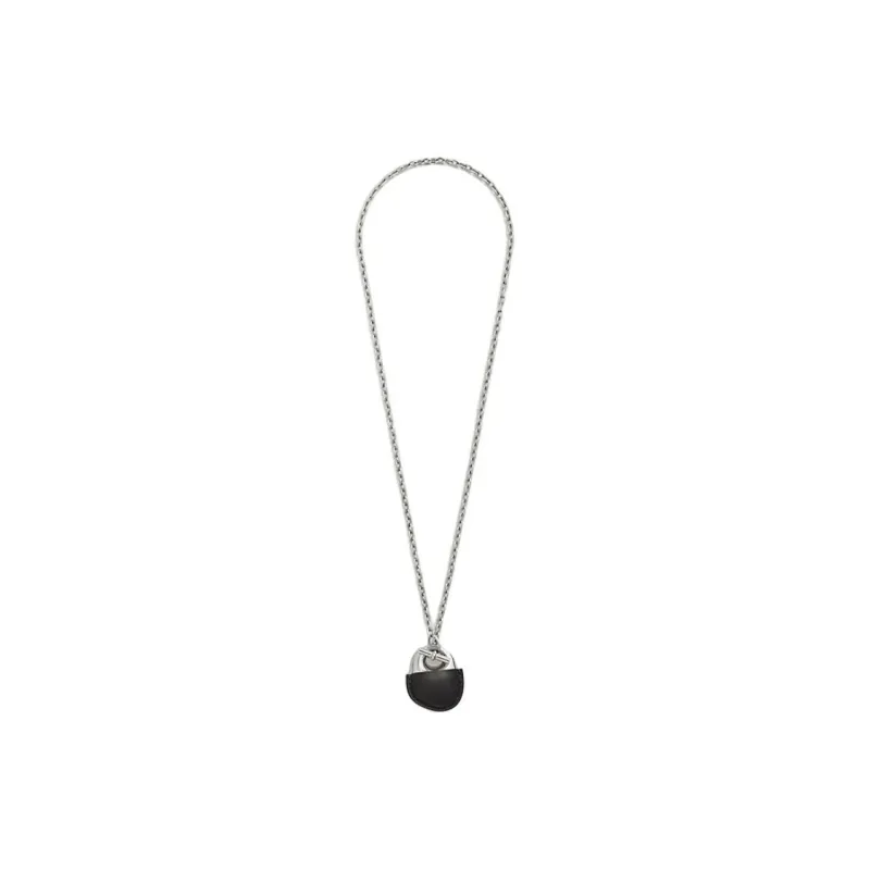 HERMES Swift Calfskin, Metal, Leather Necklaces Men's Silver-1