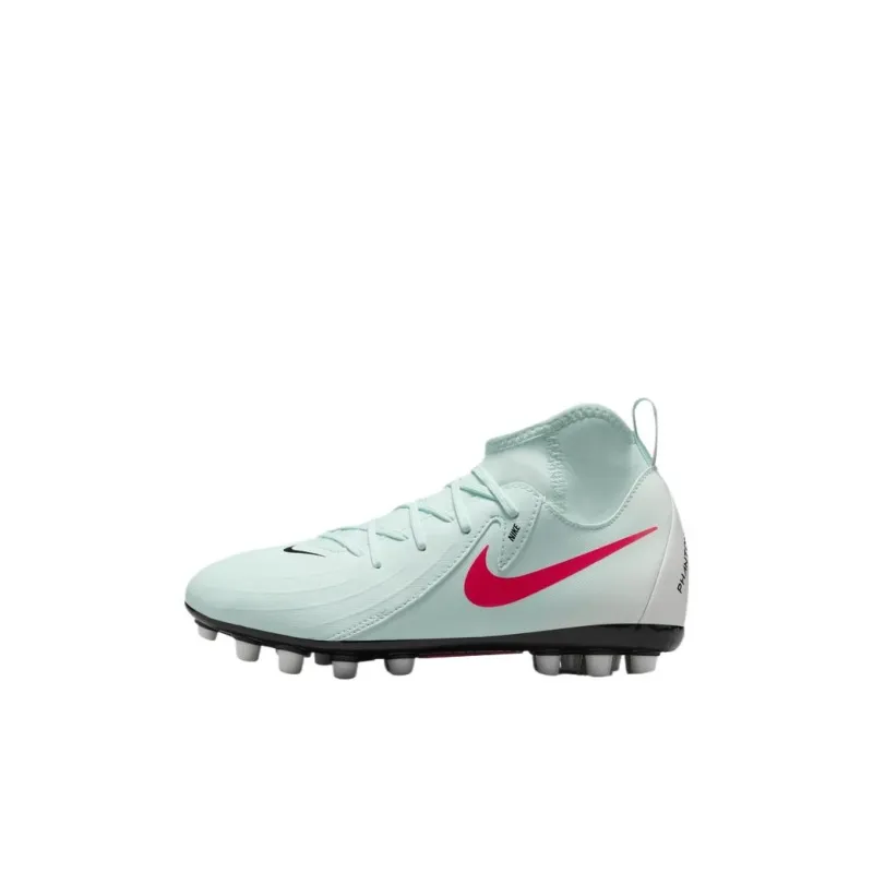 Nike Phantom Luna 2 Slip Resistant Shock Absorbers Mid Top Kids' Soccer Shoes Mint Green/Atomic Red/Gray Black Kids'-0