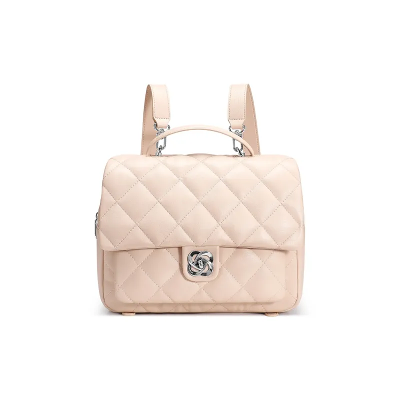 JUST STAR Synthetic Leather Carry Backpack Medium Size Women's White/Pink-2