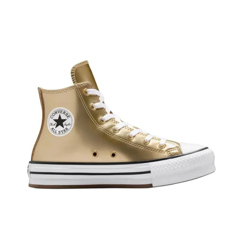 Converse Chuck Taylor All Star Anti Slip Wear Resistant High Top Kids' Skateboarding Shoes Gold Teenagers-1