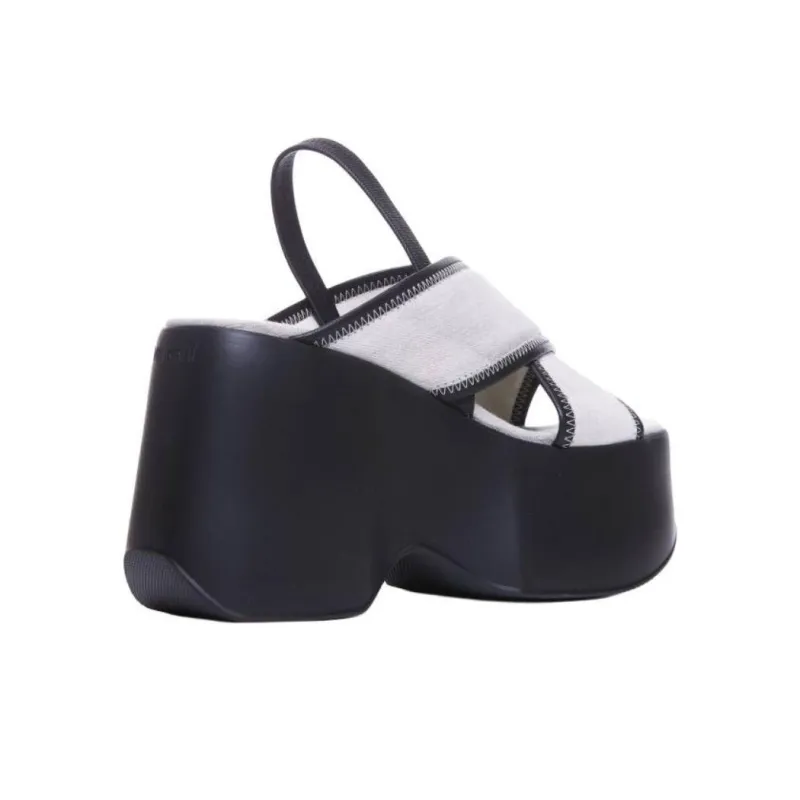 Vic Matie One Strap Sandals 10cm Women's White Black-1