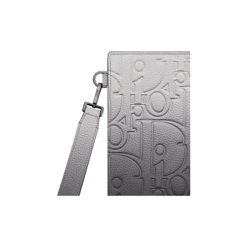 DIOR Cow Leather Clutch Men's Gray-2