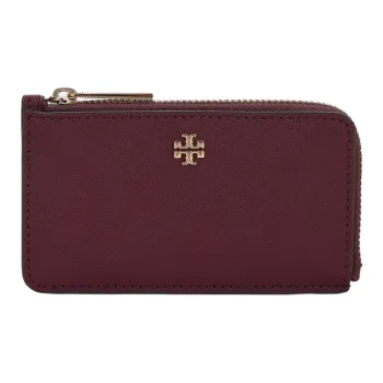 TORY BURCH Emerson Leather Card Holder, Wallet Small Size Women's Burgundy