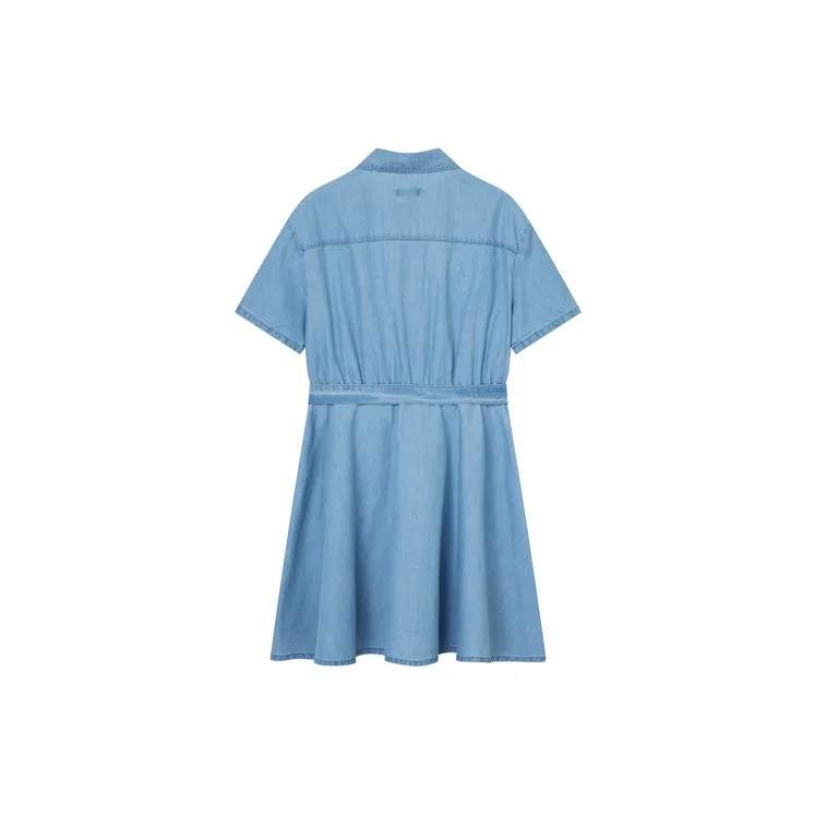 E.land Short Sleeved Dresses Women's Light Denim-1
