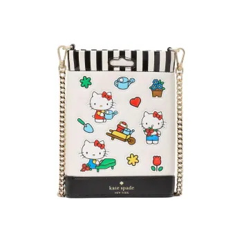 Kate Spade × Hello Kitty, Collaboration Cow Leather Shoulder Bag, Crossbody Bag Women's White & Multicolor