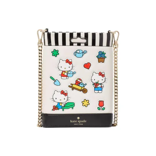 Kate Spade × Hello Kitty, Collaboration Cow Leather Shoulder Bag, Crossbody Bag Women's White & Multicolor