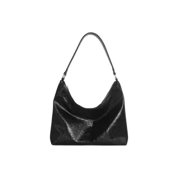 Kikawa Card Synthetic Leather Handbag, Shoulder Bag Medium Size Unisex Black