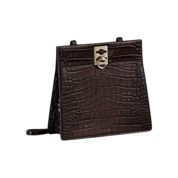CAFUNE Crocodile Pattern Cow Leather Crossbody Bag Shoulder Bag Women's Mahogany
