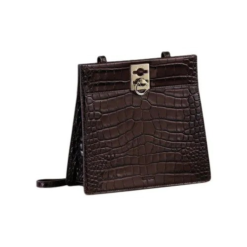 CAFUNE Crocodile Pattern Cow Leather Crossbody Bag Shoulder Bag Women's Mahogany