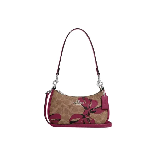 coach under Teri Coated Canvas Crossbody Bag, Shoulder Bag Small Size Women's Tan