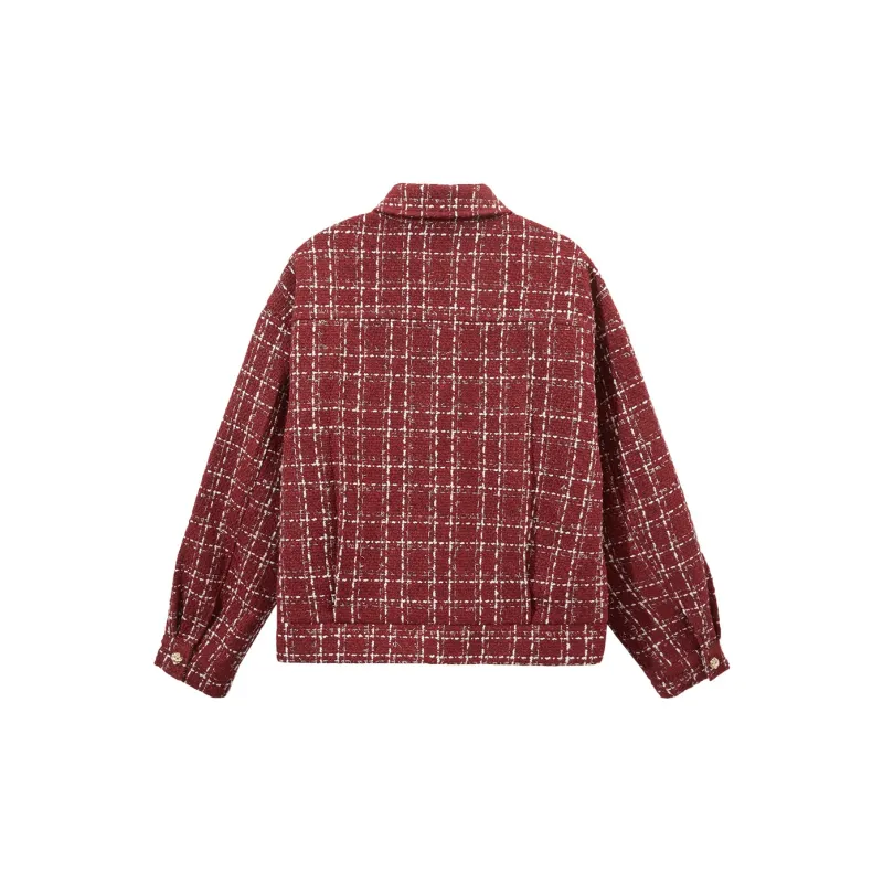 Hotwind Cropped Coats Women's Red White-1