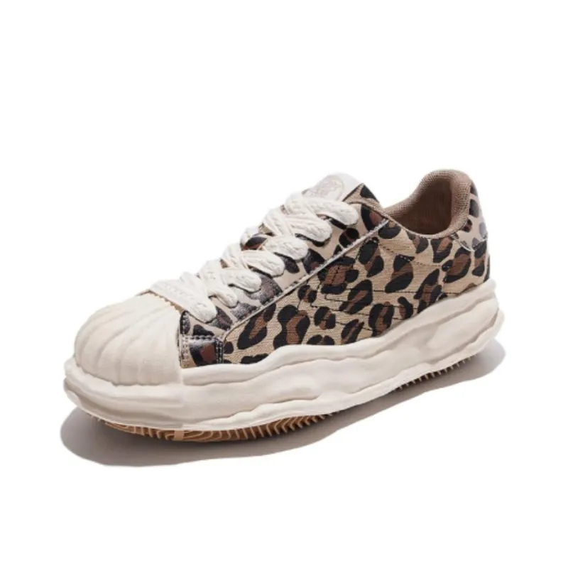 Feiyue Shock Absorbers With Slip Resistant Features Low Top Chunky Sneakers Women's Leopard Print-2