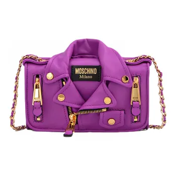 MOSCHINO Sheepskin Biker Bag Crossbody Shoulder Bag Regular Women's Purple