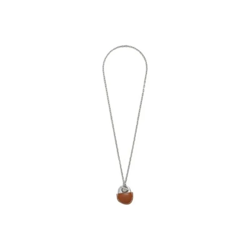 HERMES Calfskin Metal Necklaces Men's Multicolor-2