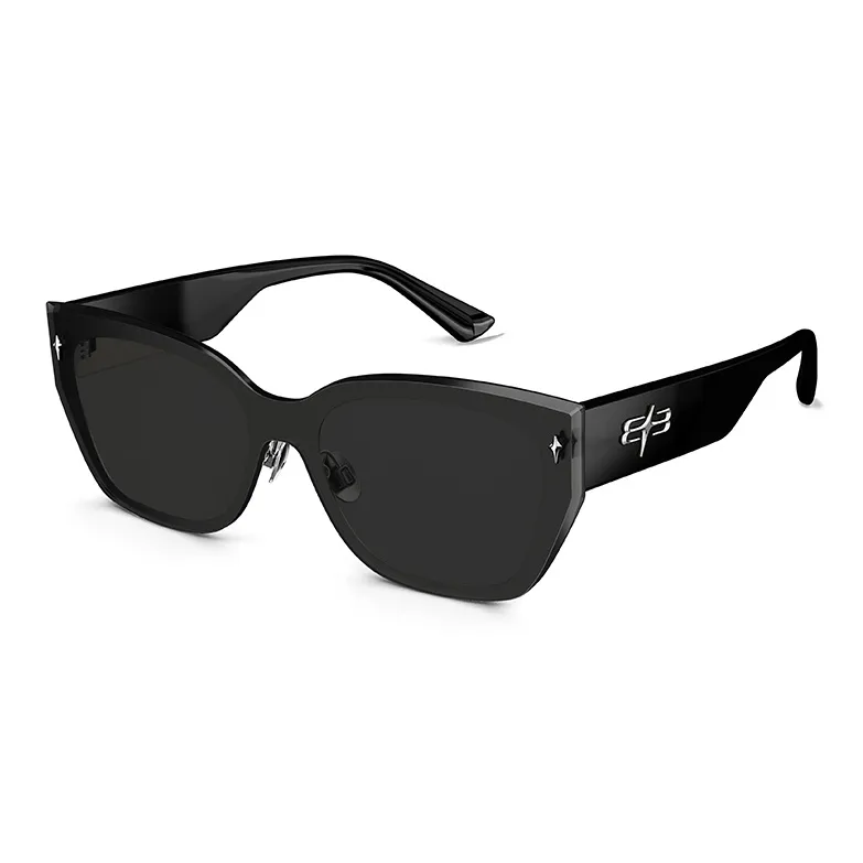 MOLSION Stainless Steel, Nylon Cat Eye Sunglasses Unisex Black White-2