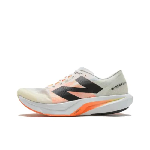 New Balance Rebel V4 Anti Slip Wear Resistant Low Top Running Shoes Unisex White Orange D Width